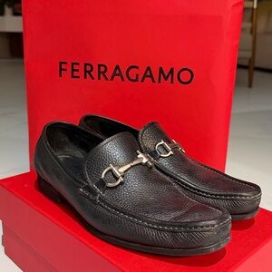 Men's Black Leather Loafers Ferragamo